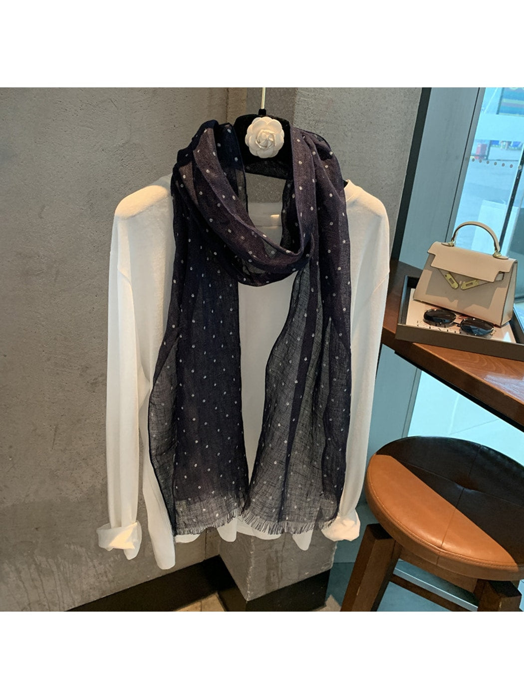 Scarvii - Minimal Chic Polka Dot Printed Scarf