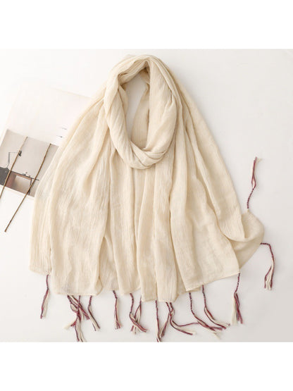 Scarvii - Light Crinkled Texture Tassel Edge Scarf