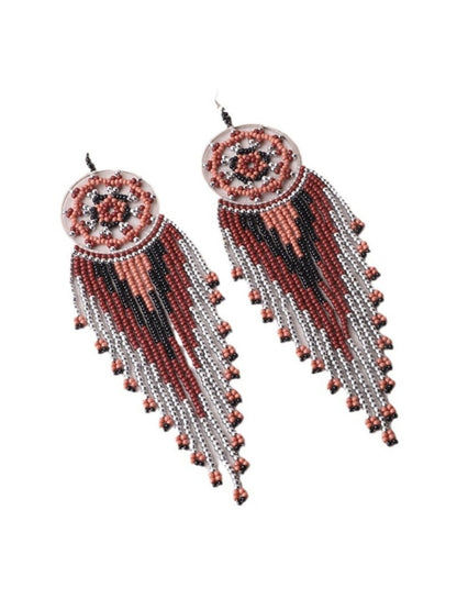 Earwish - Boho Colorful Beaded Fringe Earrings - Playful & Brightly