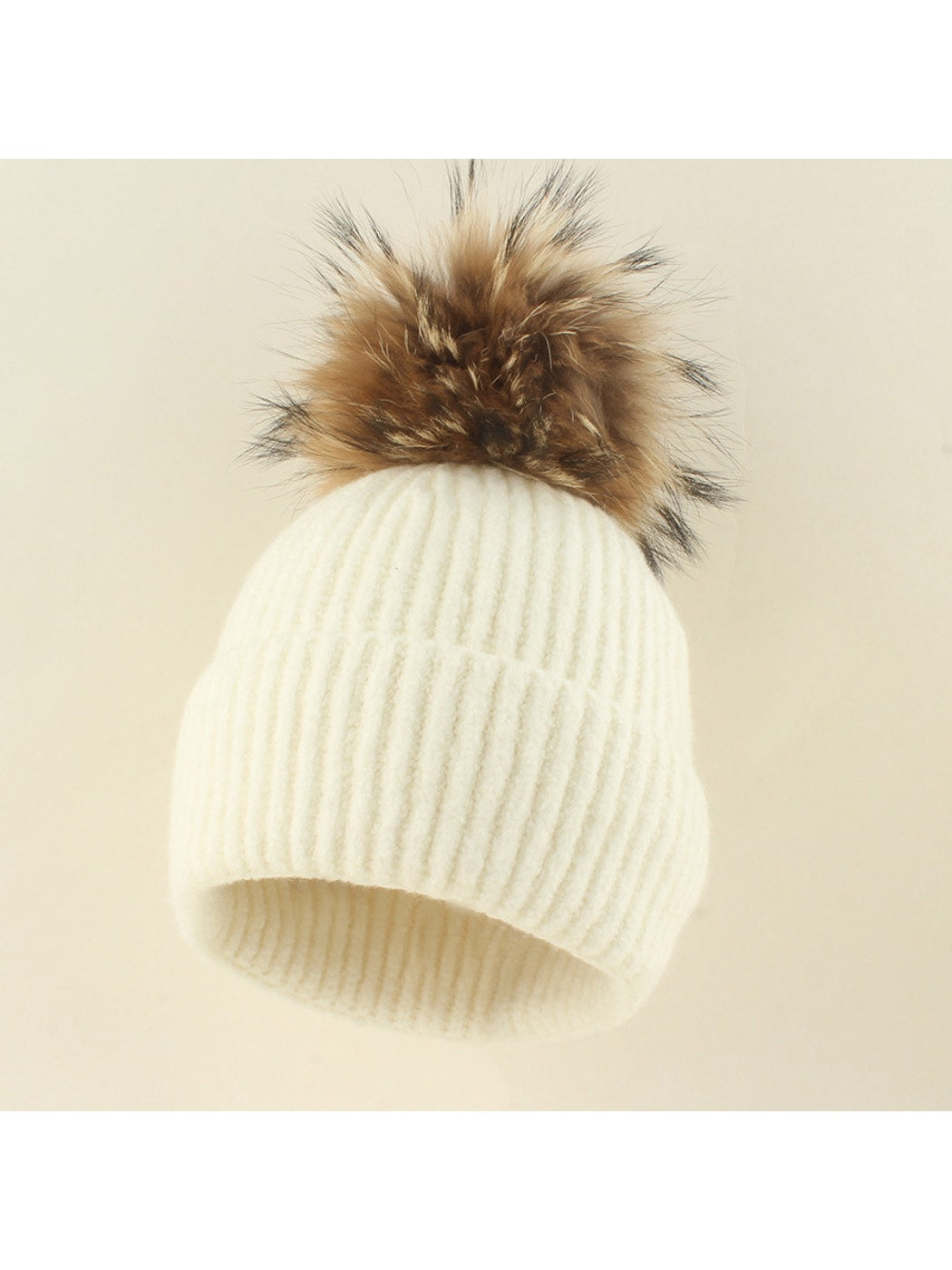 Haila - Brimless Ribbed Pom Pom Winter Knit Beanie