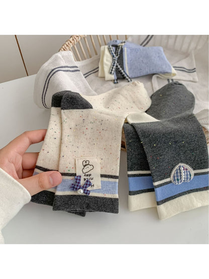 Rufia - Sweet Colorblock Bow Detail Crew Socks
