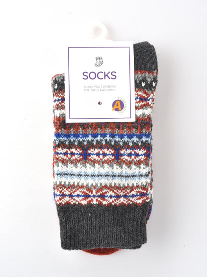 Rufia - Knitted Mid-calf Winter Socks with British Style