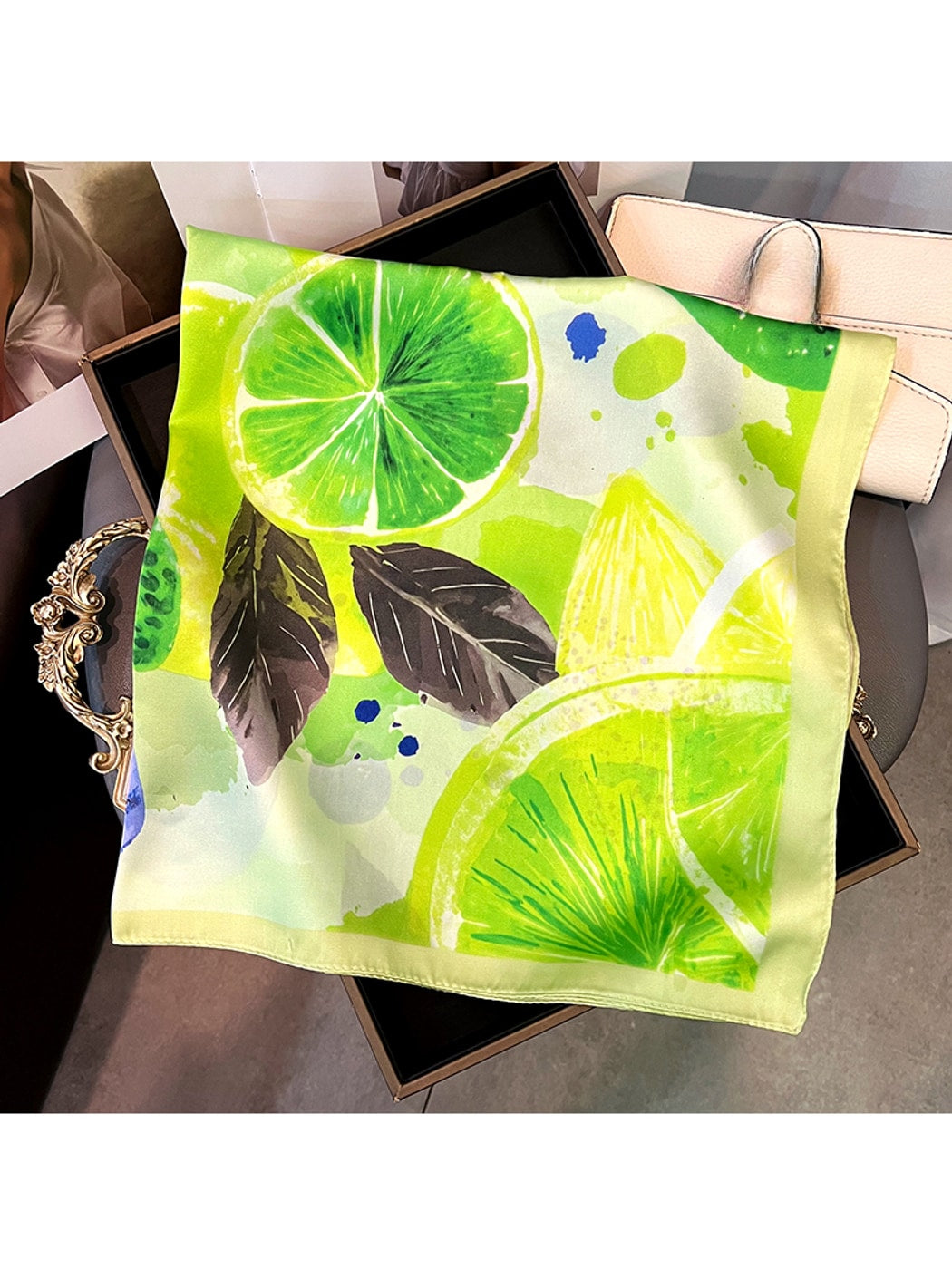 Scarvii - Simple Fruit Pattern Fashion Square Scarf