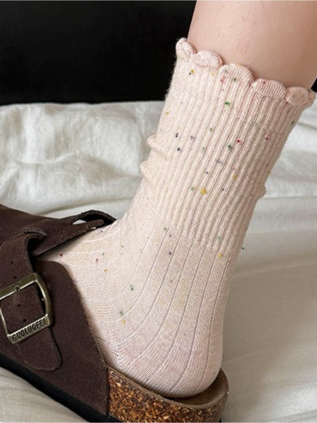 Rufia - Cute Ruffled Winter Socks with Colorful Starry Speckles