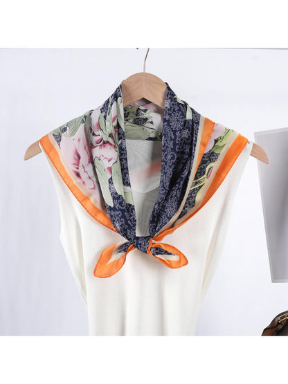 Scarvii - Vintage Blossom Print Square Scarf