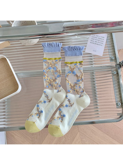 Rufia - Sheer Floral Mesh Crew Socks product image 6