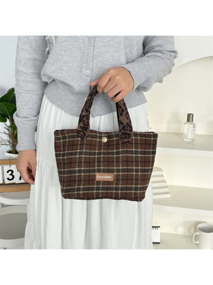 Cosbai - Cozy Plaid Small Everyday Tote