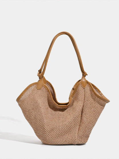 Cosbai - Boho Brown Woven Large Capacity Single-shoulder Bag