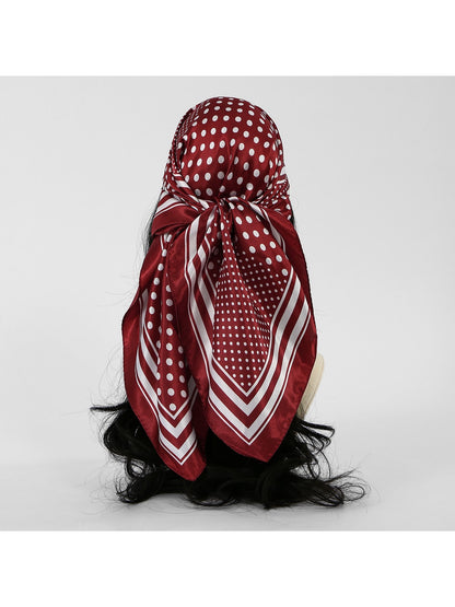 Scarvii - Retro Polka Dot Printed Fashion Square Scarf