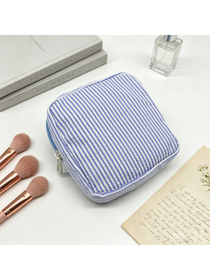 Cosbai - Pinstripes Zipper Cosmetic Organizer Bag