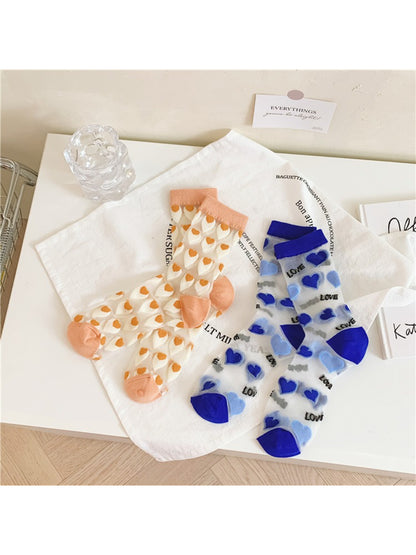 Rufia - Heart Pattern Sheer Socks