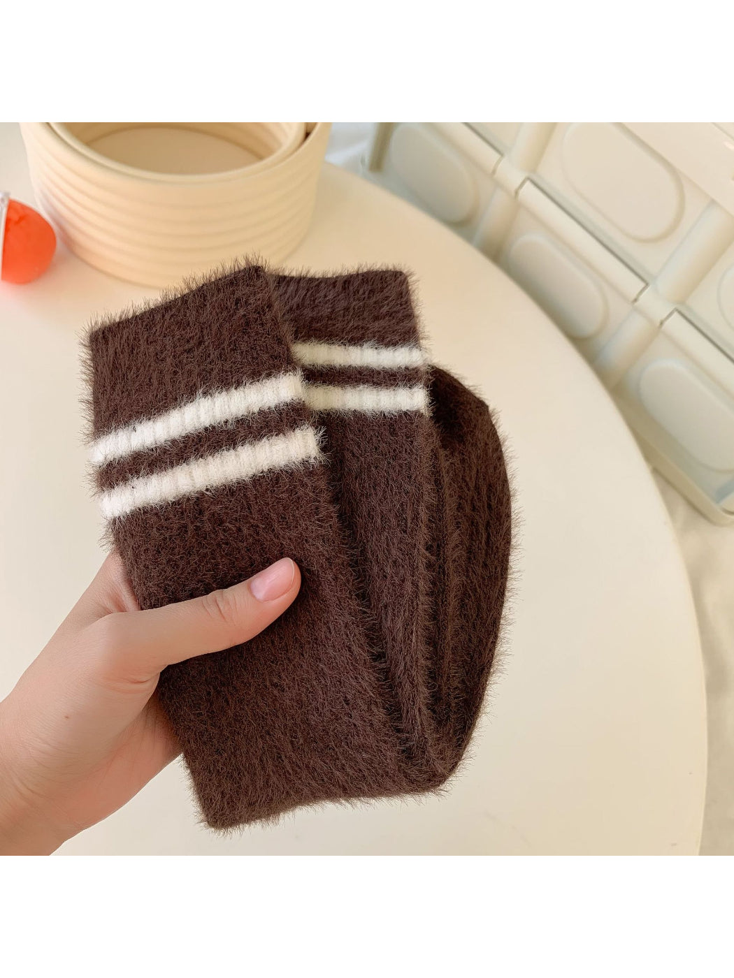 Rufia - Double Stripe Fuzzy Crew Socks