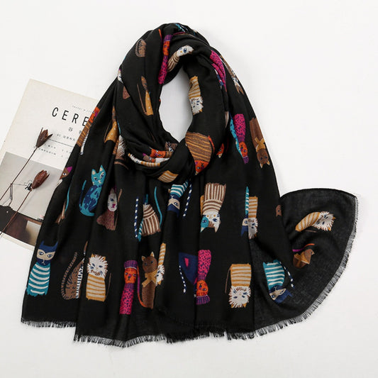 Scarvii - Cute Cartoon Cat Pattern Scarf