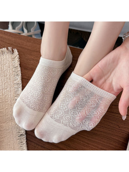Rufia - Thin Floral Bow Detail No Show Socks