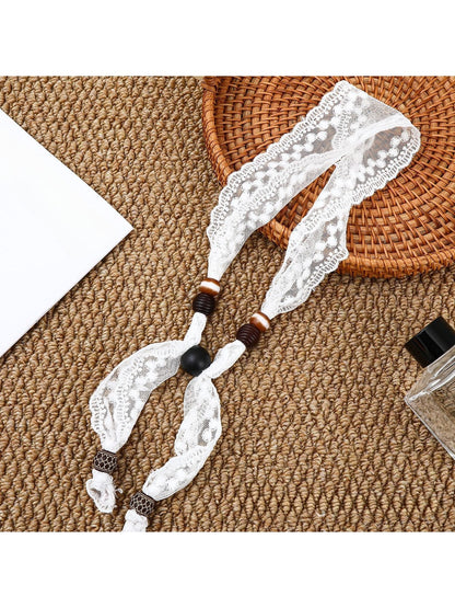 Scarvii - Lace Wave Edge Decorative Women's Narrow Scarf