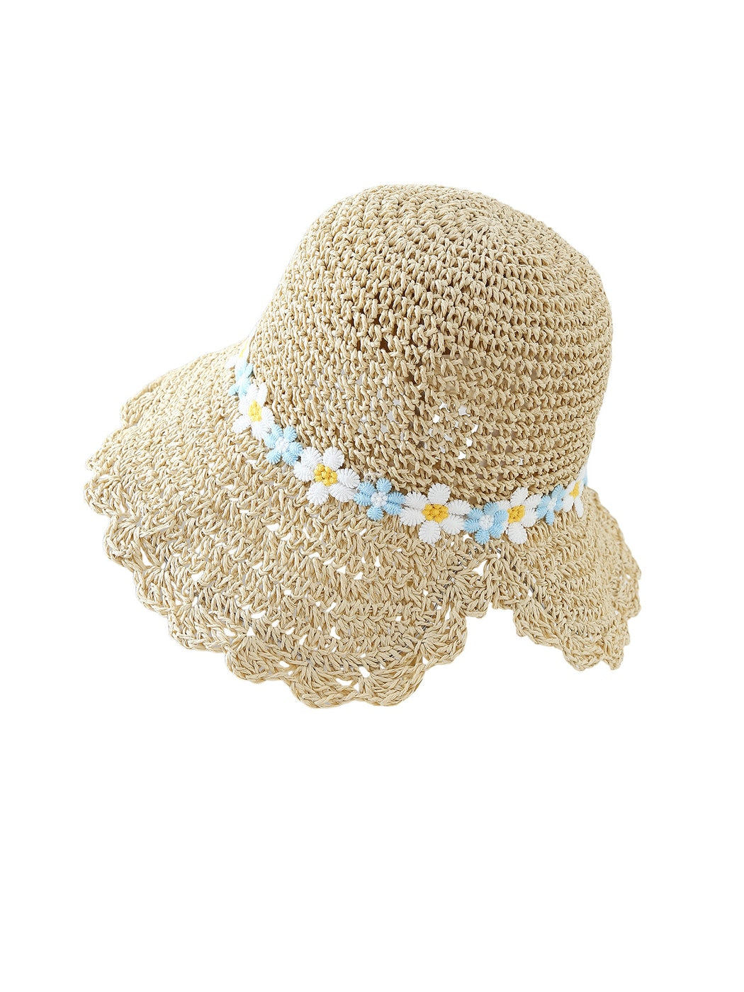 Haila - Daisy Trim Wide Brim Women's Summer Sun Hat