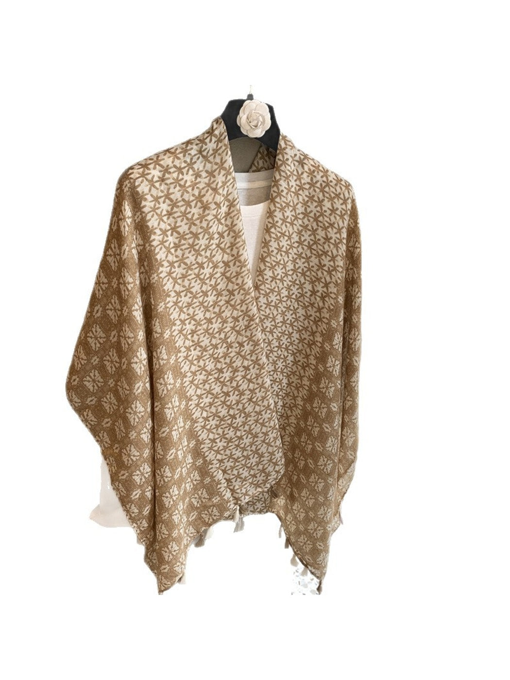 Scarvii - Printed Tassel Trim Shawl Scarf