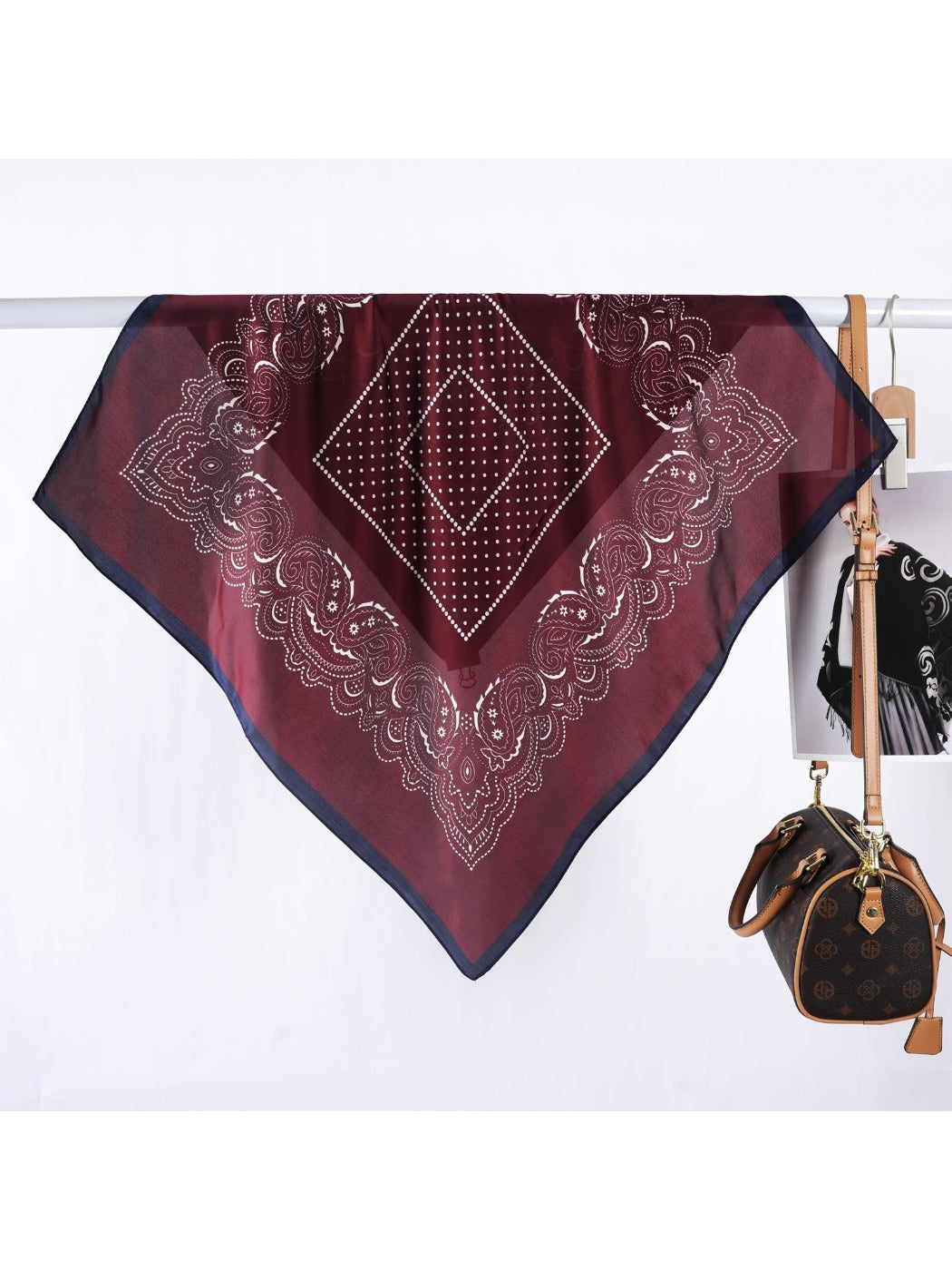 Scarvii - Classic Paisley Border Square Scarf
