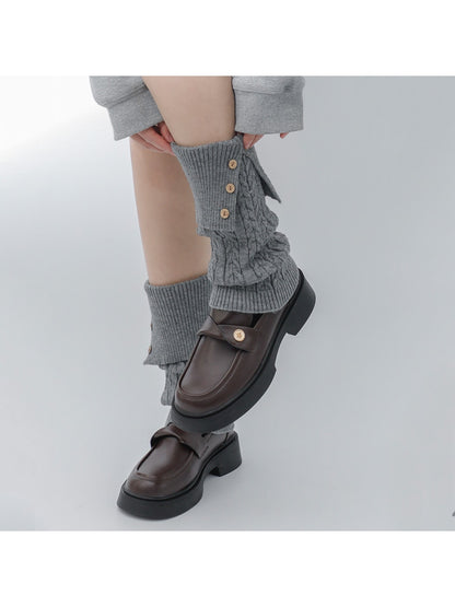 Cozyra - Button Cuff Knit Mid-Calf Leg Warmers