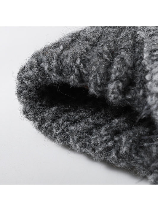 Haila - Braided Pom Earflap Knit Balaclava Hat
