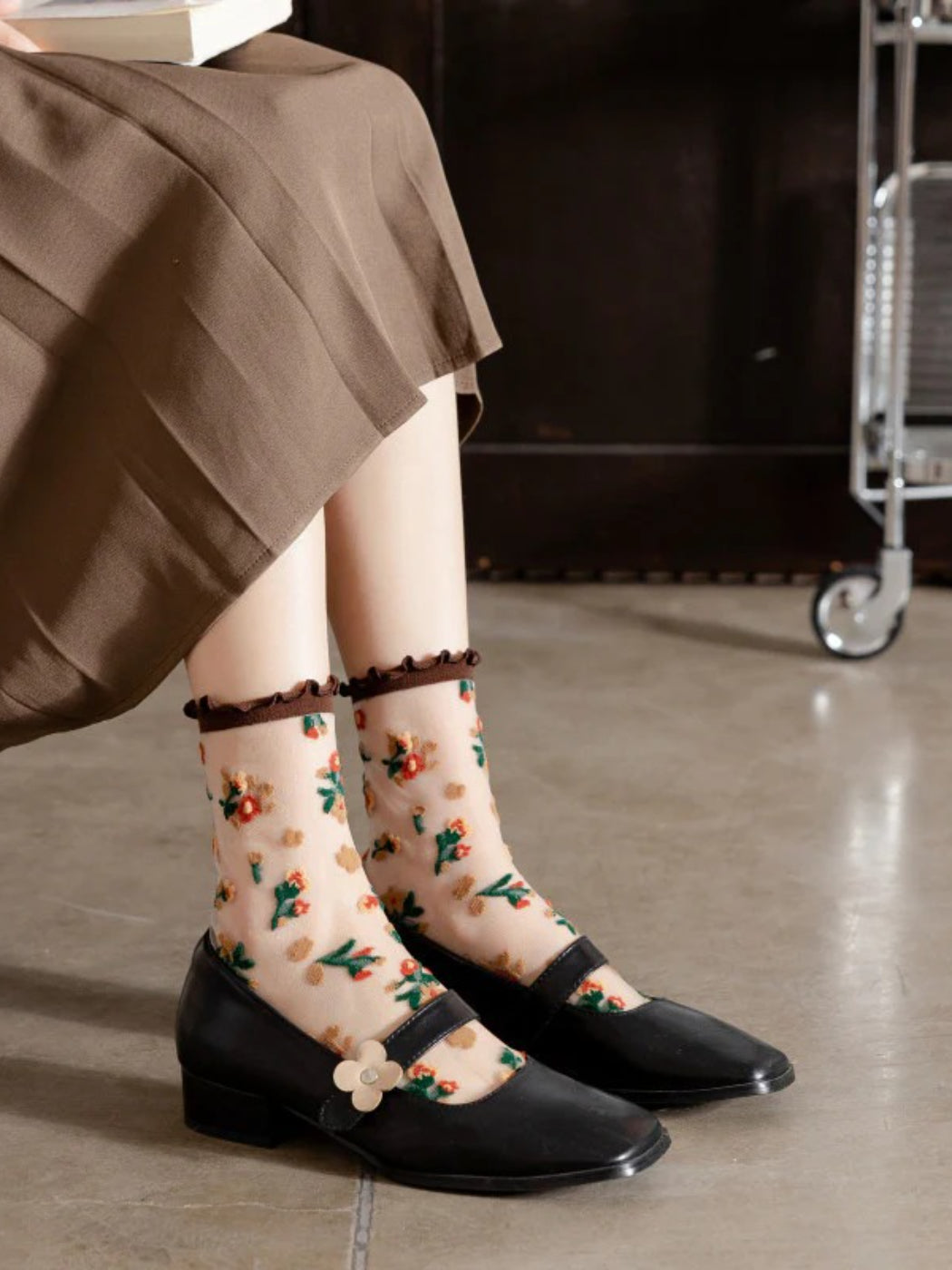 Rufia - Sheer Floral Ankle Socks