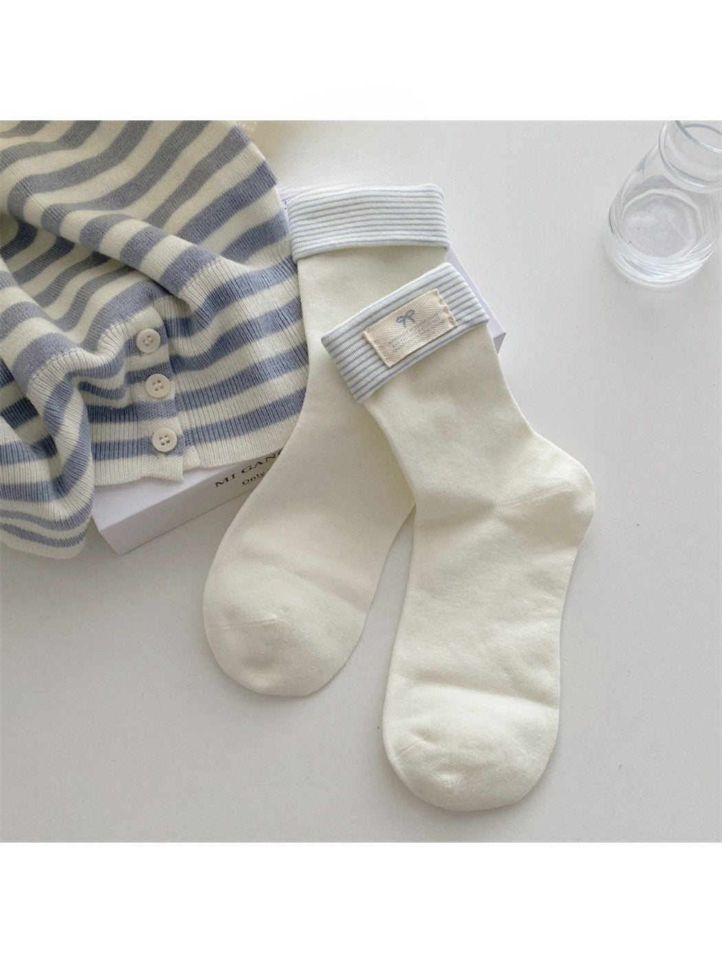 Rufia - Stripe Cuff Foldover Crew Socks