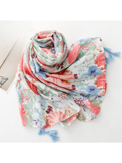 Scarvii - Soft Painterly Floral Pattern Scarf