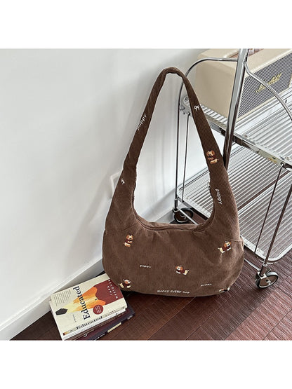 Cosbai Cute Dog Slouchy Tote Bag styled with casual outfit
