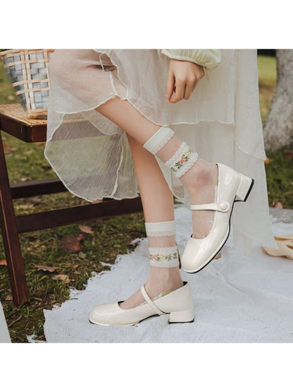Rufia - Vintage Floral Vine Sheer Crew Socks product image 3