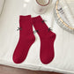 Rufia - Red Decorative Mid-Calf Socks