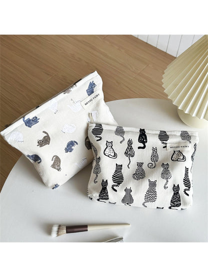 Cosbai – Canvas Makeup Bag with Cat Print