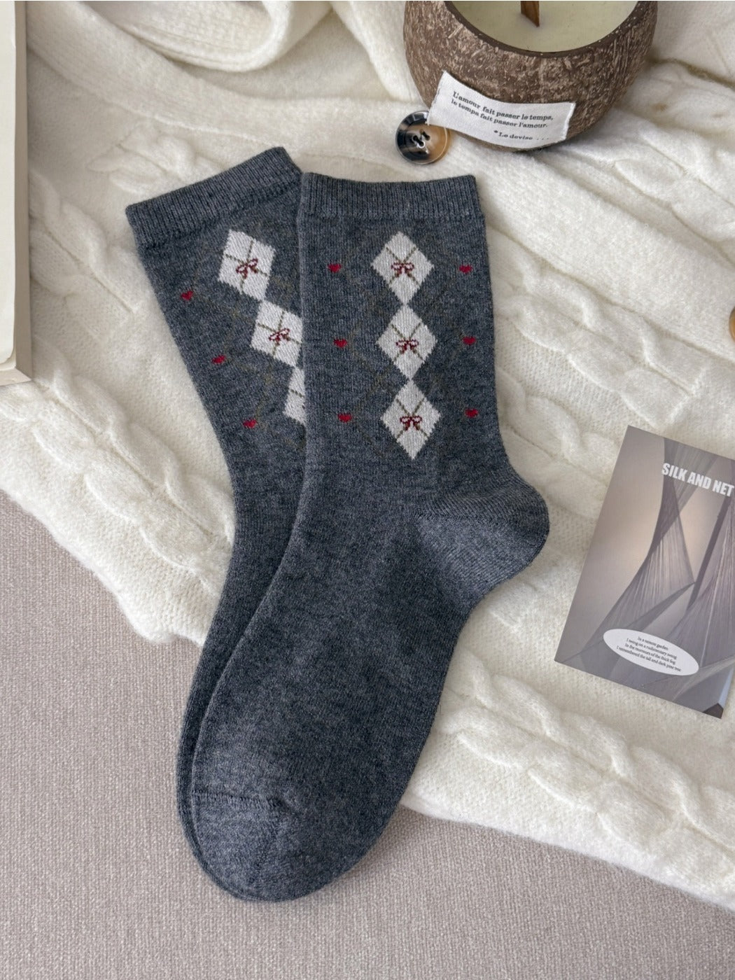 Rufia – Retro Argyle Mid-Calf Socks