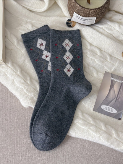 Rufia – Retro Argyle Mid-Calf Socks