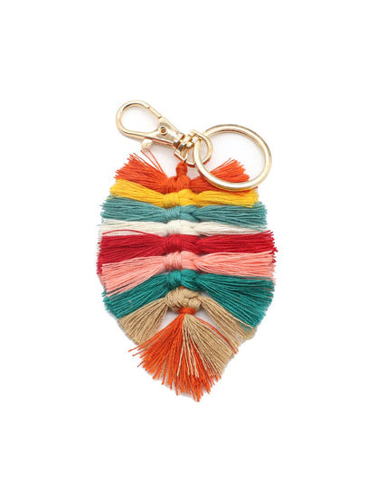 Koco Leaf Shaped Keychain with Tassel with tassel detail