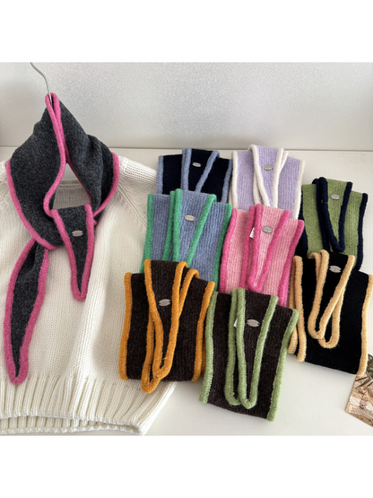 Scarvii - Contrast Trim Narrow Scarf