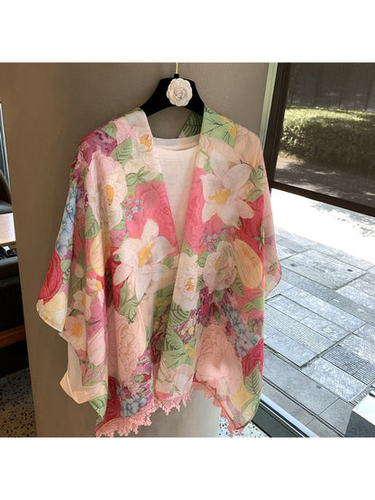 Scarvii - Elegant Floral Printed Wrap Scarf