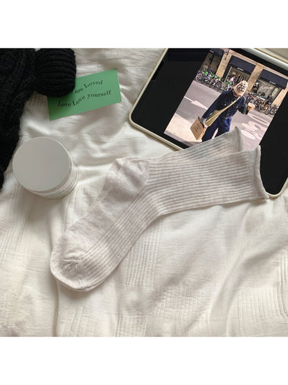 Rufia - Classic Ribbed Texture Crew Socks