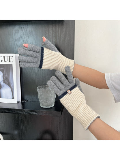 Gloving - Mixed Color Ribbed Finger-Opening Gloves