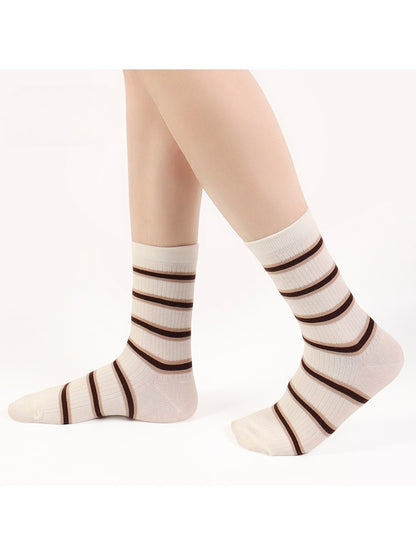 Rufia - Colorblock Striped and Bear Crew Socks