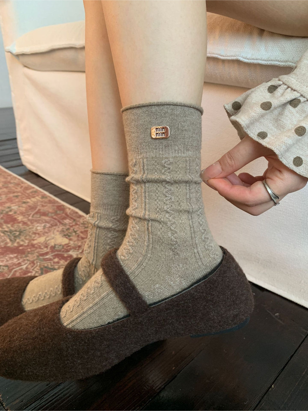 Rufia - Bow Detail Mixed Pattern Crew Socks
