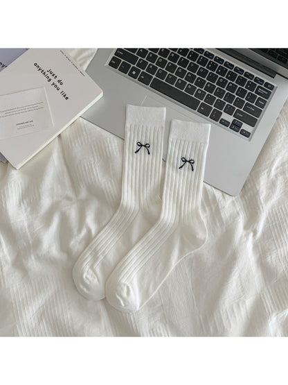 Rufia - Soft Rib Knit Bow Crew Socks