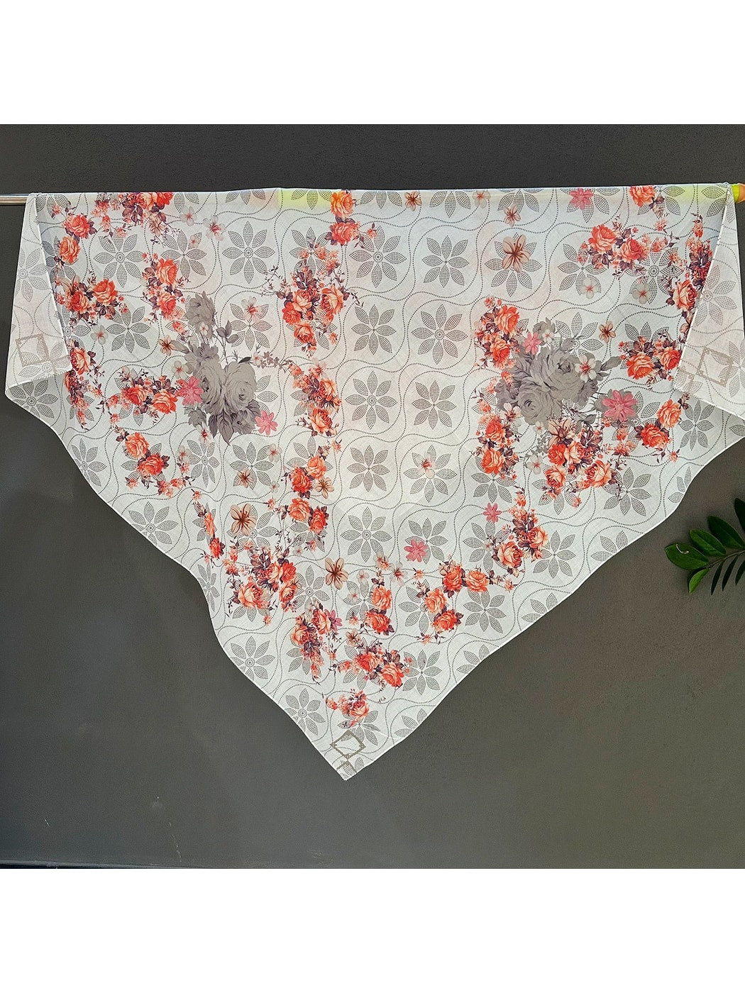 Scarvii - Warm Tone Floral Printed Square Scarf