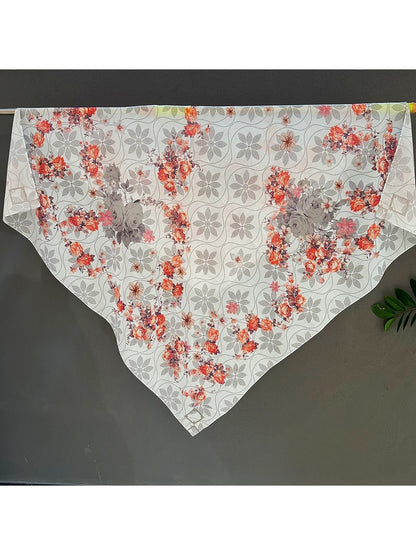 Scarvii - Warm Tone Floral Printed Square Scarf