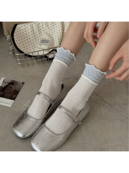 Rufia - Colorblock Ruffle Cuff Crew Socks