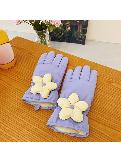 Gloving - Floral Accent Padded Winter Gloves