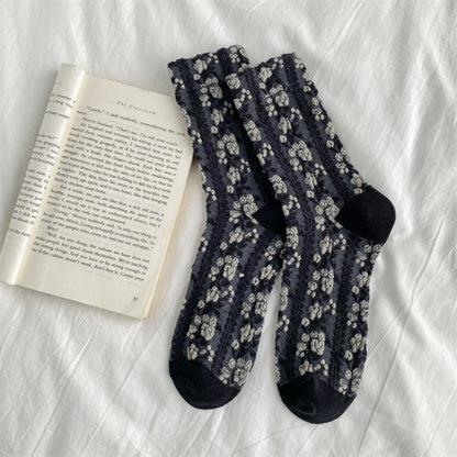 Rufia - Vintage Floral Court Style Mid-Calf Socks