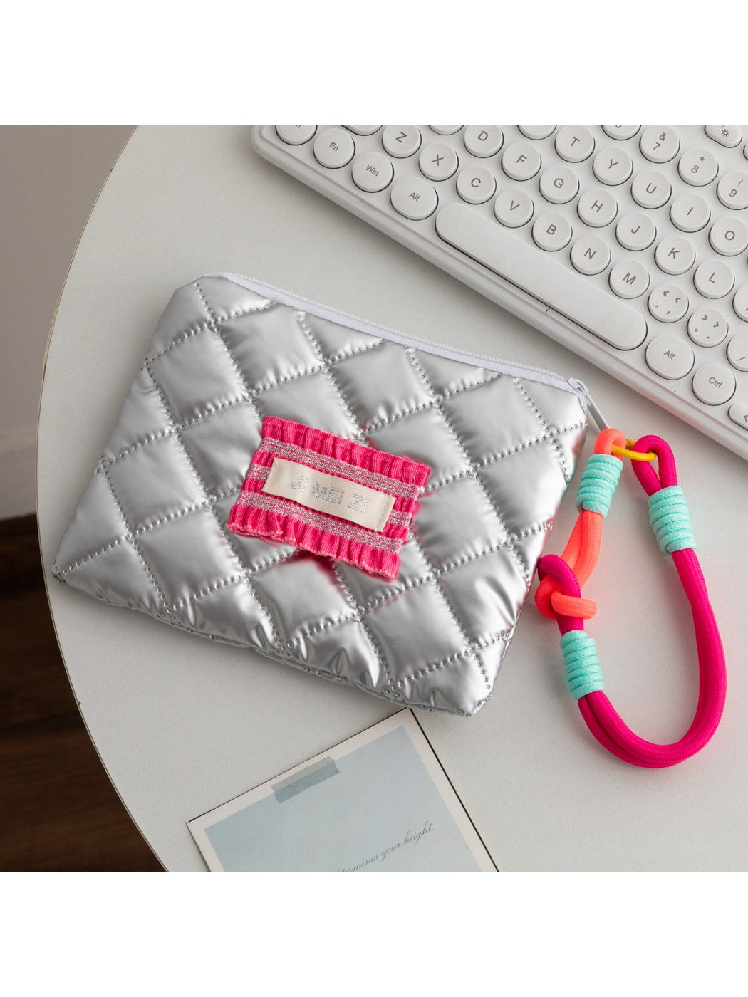 Cosbai - Y2K Style Colorblock Quilting Zip Pouch