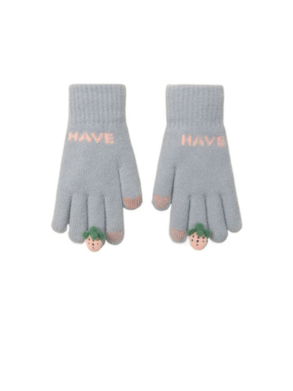 Gloving - Strawberry Detail Knit Texture Gloves