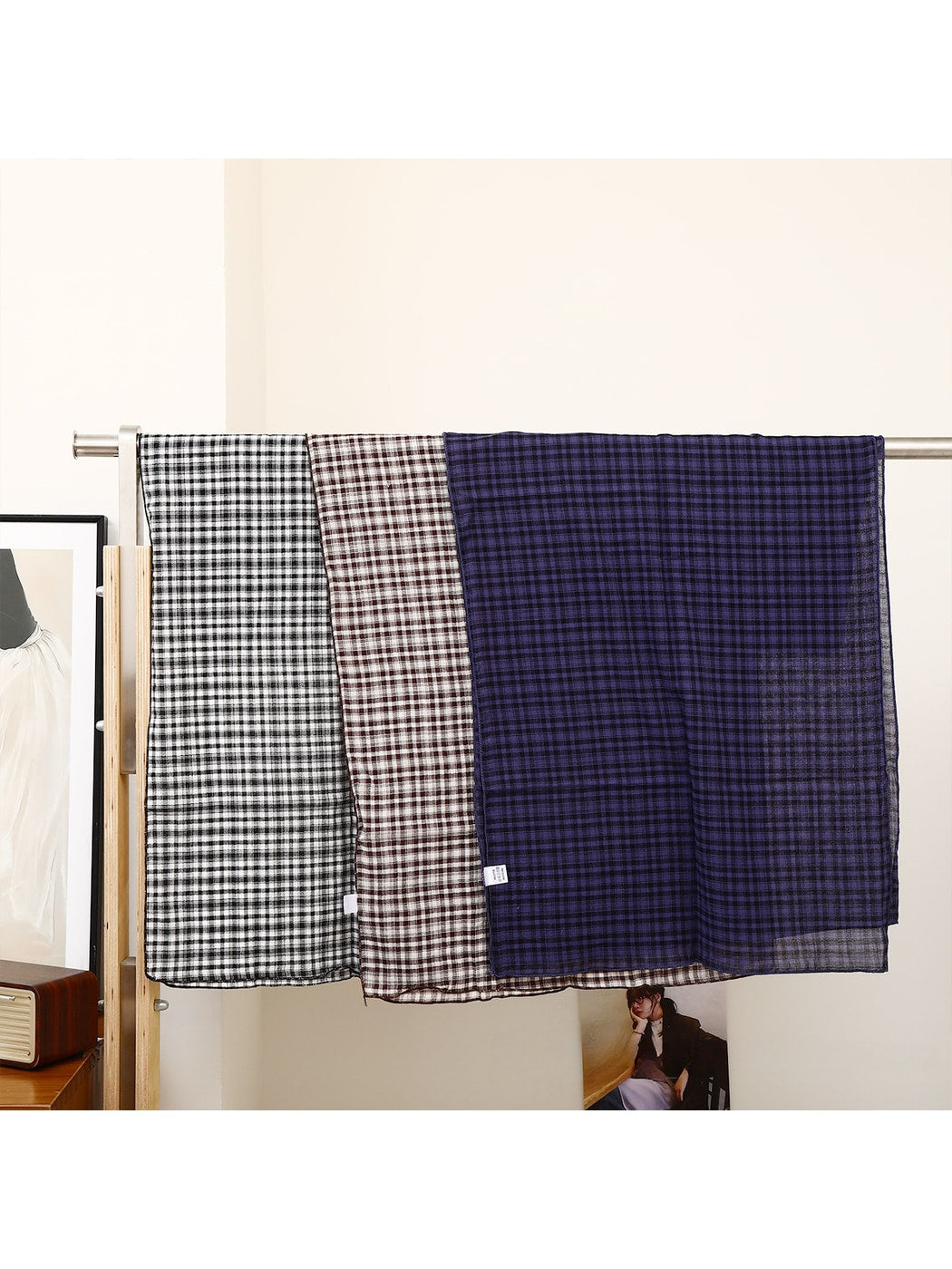 Scarvii - Vintage Plaid Layering Rectangular Scarf