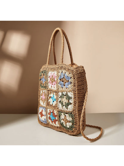Cosbai Boho Woven Flower Tote Bag product image